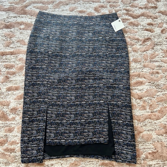 Halogen Dresses & Skirts - Halogen Tweed Midi Blue and Black Pencil Skirt Size 8 NWT